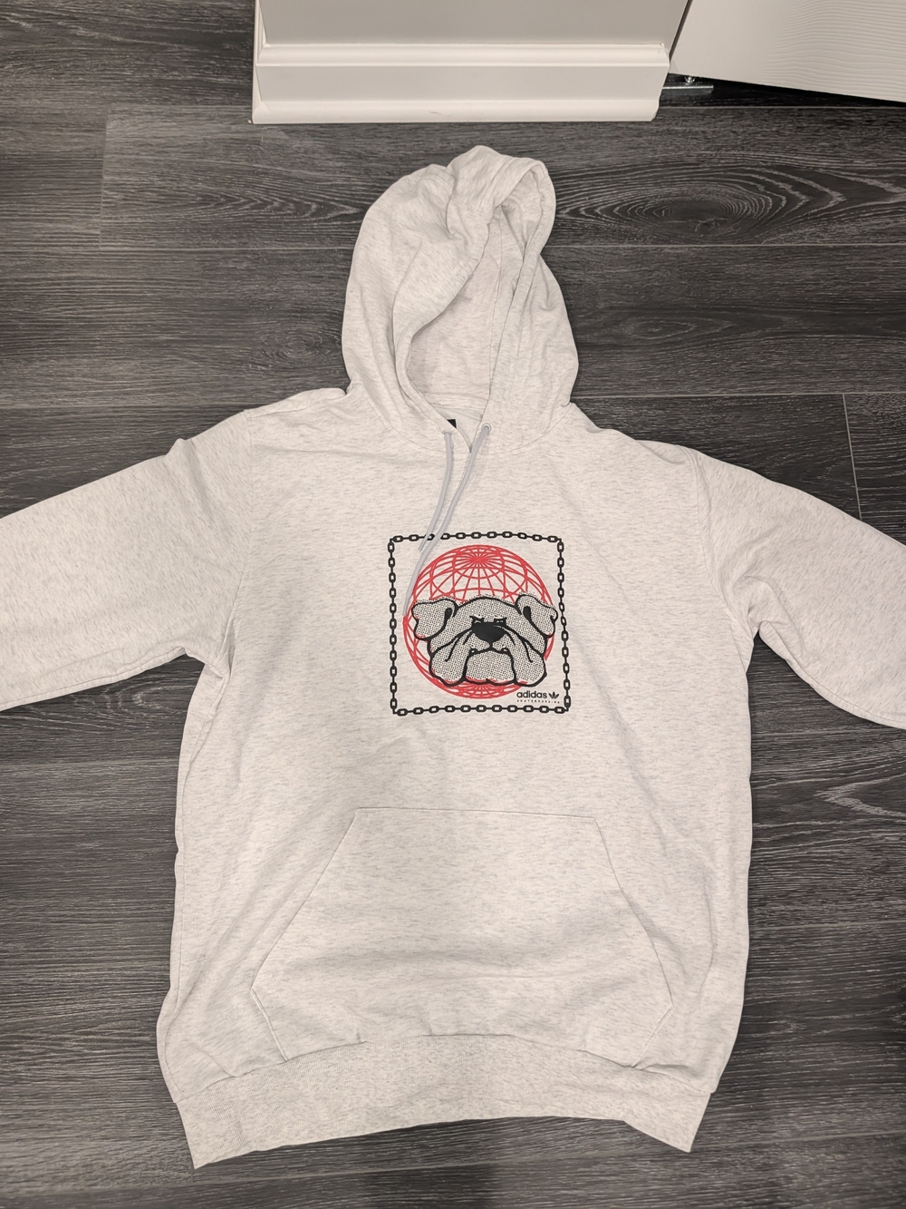 Adidas Light Gray Sweatshirt with Red and Black Graphic